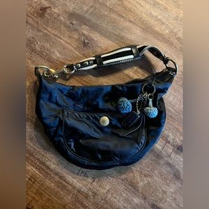 Coach Black Hobo Shoulder Bag Slouchy | Blue Tassels